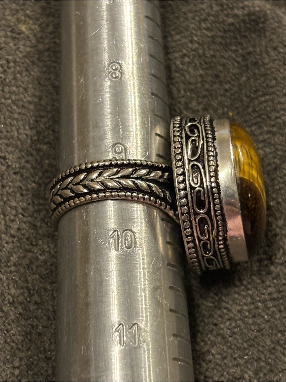 Bold Silver 925 stamped Tiger's Eye Statement Ring - Picture 5 of 9